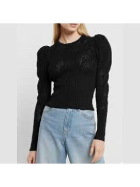 Puff Sleeve Victorian Blouse M Black Floral Lace Fitted Shirt Regency Whimsigoth